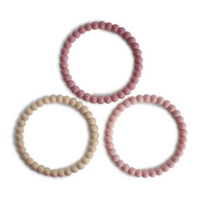 PEARL TEETHING BRACELET - LINEN / PEONY / PALE PINK