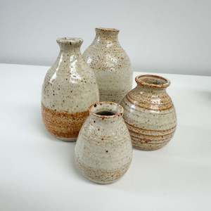 Speckled Creamy Brown Bud Vases