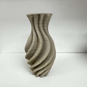 Homewares: Swirl Abstract Thin Vase - Nude