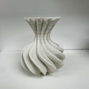 Homewares: Swirl Abstract Round Vase - White