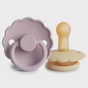 Homewares: Frigg Daisy Pacifier Silicone or Rubber - Soft Lilac/Pale Daffodil