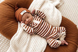 Homewares: Biscuit Stripe Growsuit