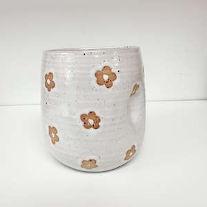 Handmade Pottery Round Tumblers-  Daises