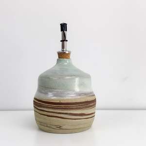 Handmade Pottery Oil Pourer - Mint Marbled