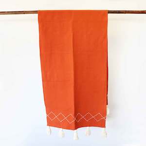 Orange with Cream Tassels Runner