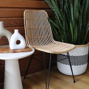 Rattan Black Steel Dining Chair