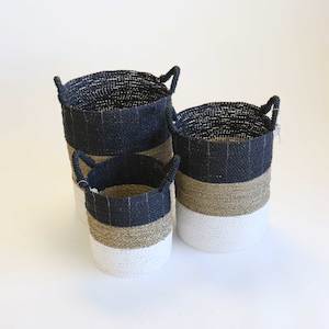 Black, Natural and White Woven Baskets