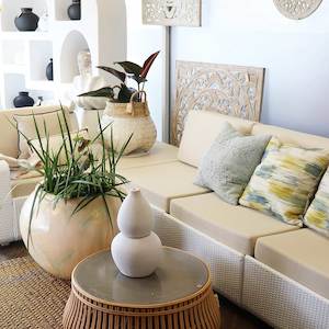 'Hamptons' Modular Outdoor Wicker Setting in White (Cream Cushions)