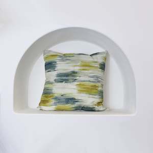 Natural Cotton Cushion Cover With Yellow & Blue Tones