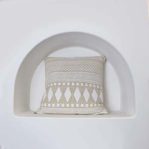 Cushions: Natural Cotton Cushion Cover with White Pattern