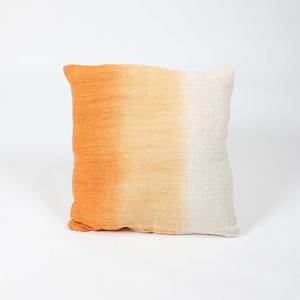 Orange and Cream Striped Textured Cotton Cushion Cover