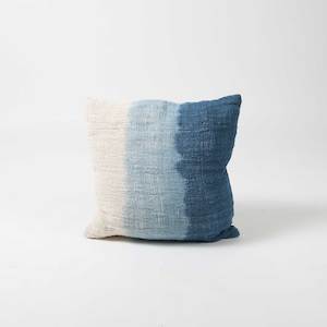 Blue and Cream Striped Textured Cotton Cushion Cover