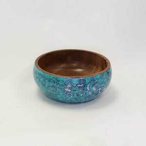 Blue Speckled Suar Wood Bowl