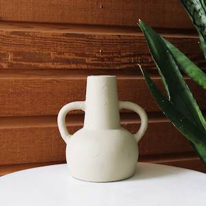 Taupe Pottery Vase with Handles