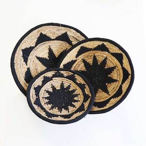 Decorative Black & Natural Rope Woven Wall Art/Plate