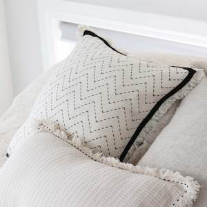 Cream & Black Zig Zag Linen Cushion Cover