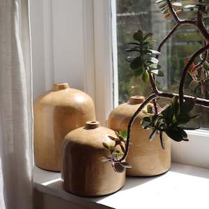 Tan Milk Bottle Vases