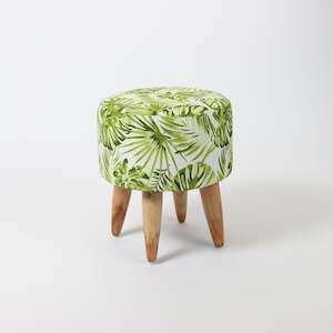 Circular Monstera Palm Cushioned Stool