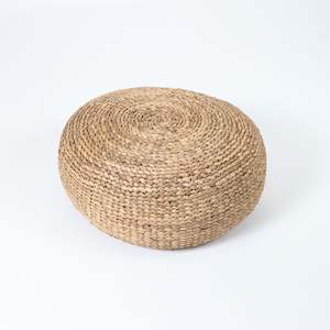 Natural Water Hyacinth Leaf Woven Textured Pouffe