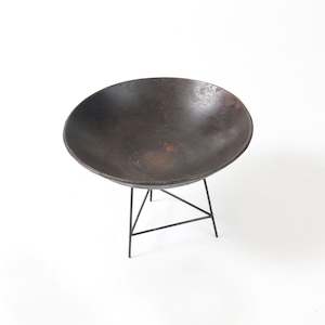 Rustic Small Cast Iron Bowl and Steel Stand