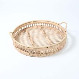 Natural Rattan and Bamboo Serving Tray