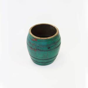 Vintage Teak Turquoise Barrel