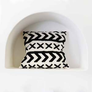 White & Black Patterned Cotton Cushion Cover