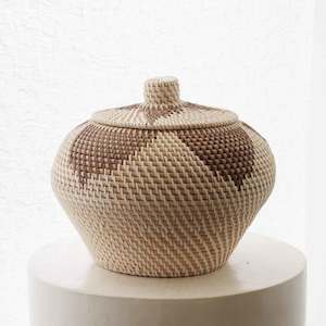 White & Brown Rattan Basket