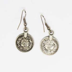 Circle Coin Silver Egyptian Earrings