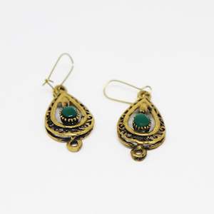 Emerald Green Stone Egyptian Earrings