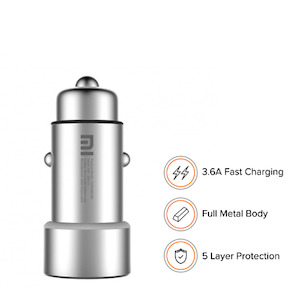 Xiaomi Mi Car Charger 3.6A Fast Charging Metal Style - SILVER