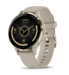 Camping equipment: Garmin Venu 3S Soft Gold Bezel/French Grey Case/Silicone Band