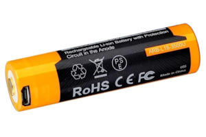 Camping equipment: Fenix Rechargeable 3500mAh 18650 Battery - Micro USB Port