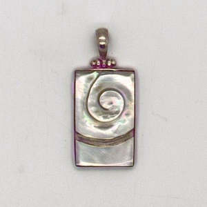 Mother of Pearl Rectangle Koru Pendant 1