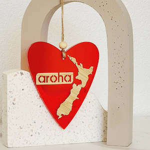 Gift: Ornament Heart 7:Aroha NZ  - HANGING ORNAMENTS