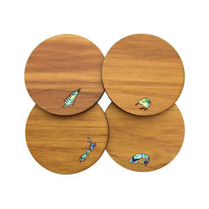 Mixed Paua Rimu Coaster Set of 4