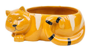 Sleeping Cat Planter Orange