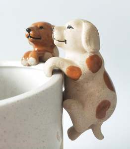 Dog Pot Hanger White / Brow 8cm