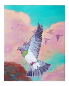 Flying Kereru - Original Oil Painting