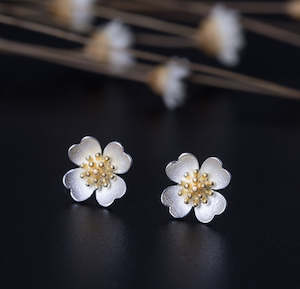 Sterling Silver Earrings - Little 4 Petals Flower