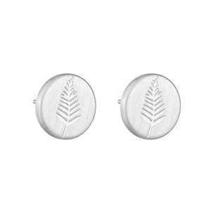 Round Fern Studs Silver