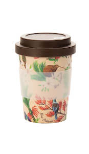 Coffee Cup Bamboo Birds Beige