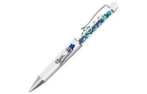 Paua Pen White-NZ Flag