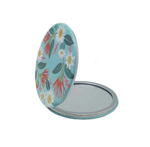 Flowers On Aqua - Cosmetic Mirror