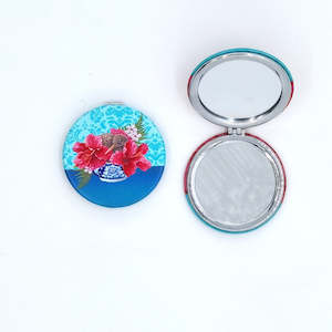 Compact Mirror - Kiwi and Hibiscus