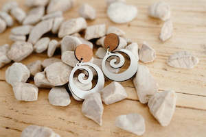 NZ Made Signature Earrings - Wood Stud Koru