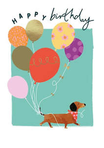 Gift: Birthday Card - Happy Birthday - Dog with Balloons