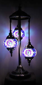 Electric Lamps: Turkish Mosaic 3 Globe Floor Lamp - Blue