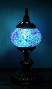 Turkish Mosaic Table Lamp Standard 33cm - Cracked Teal