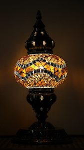 Electric Lamps: Turkish Mosaic Table Lamp Medium Brown